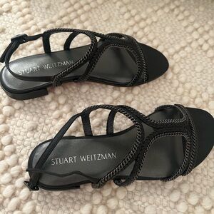 Stuart Weitzman Black Braided Sandals